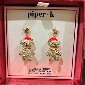 Piper K | Whimsical Christmas Teddy Bear Earrings